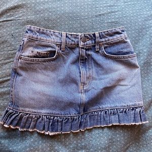 Carmar Denim Mini Skirt with ruffle trim